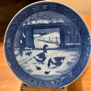 Royal Copenhagen 1969 Cobalt In The Old Farm Yard Collectible Plate
